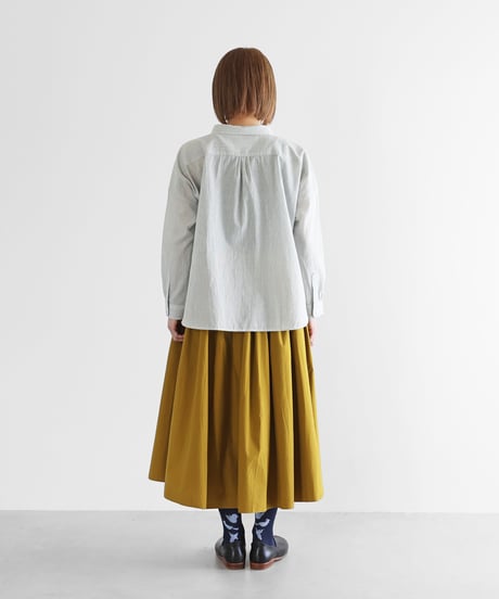 HUIS |【限定】なめらかコットンワイドブラウス（グリーンストライプ）【レディス】U102