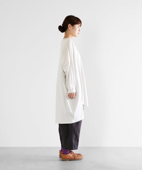HUIS | ［HUIS in house］SUVIN COTTON長袖Vネックチュニックカットソー（グレージュ）【レディース】CS304