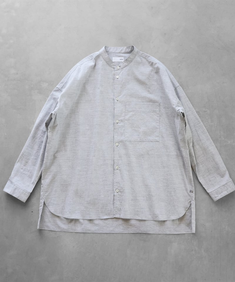 HUIS |コードレーンバンドカラーオーバーシャツ（トップ糸グレー