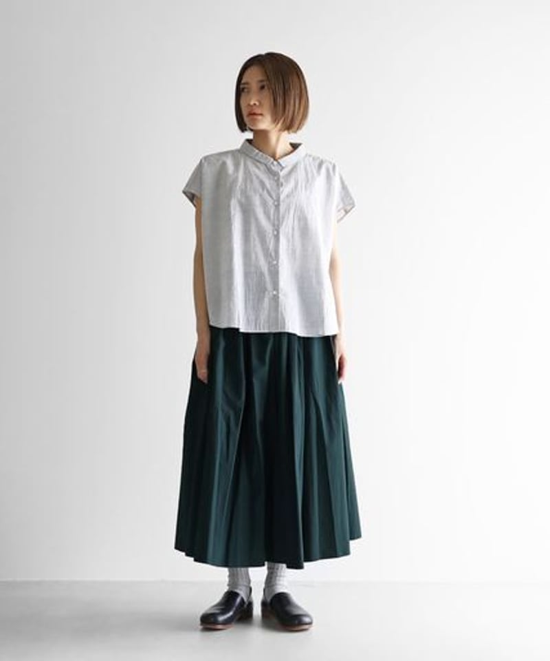 HUIS | オーガニックコットンロングスカート（ダークグリーン