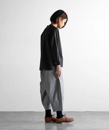 HUIS |綿麻(コットンリネン)バフクロスバルーンパンツ（グレー）【ユニセックス】506