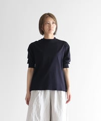 HUIS |［HUIS in house］SUVIN COTTON5分袖リブカットソー（ダークネイビー）【レディス】CS106