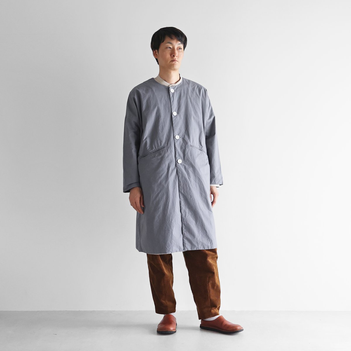 HUIS |ダウンプルーフコットンふかふかオーバーコート（スチールグレー