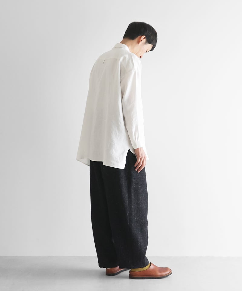 HUIS | “HUIS×尾州”縮絨リネンウールバルーンパンツロング（ブラック