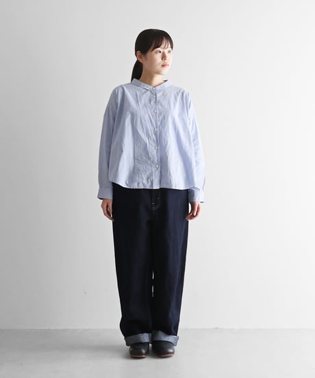 HUIS | “HUIS×三備”綿麻シャトルデニムワイドストレートワークパンツ(インディゴ)【ユニセックス】515