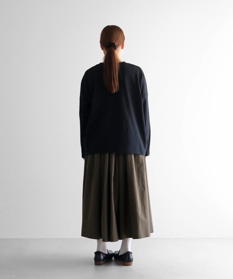 HUIS |［HUIS in house］SUVIN COTTON長袖スクエアワイドカットソー（ブラック）【レディス】CS208
