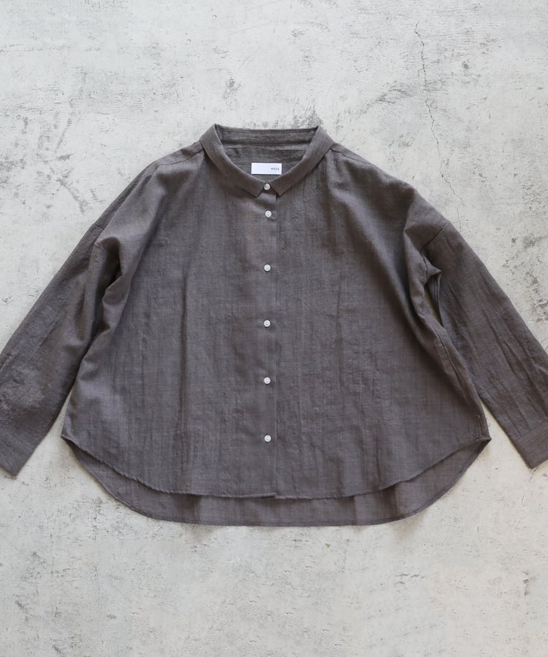 HUIS | ウォッシャブルウールワイドブラウス（チャコールブラウン