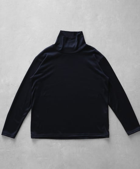 HUIS |［HUIS in house］メリノオプティモウォッシャブルウール天竺長袖ゆるタートルネックカットソー（ブラックネイビー）【ユニセックス】CS204
