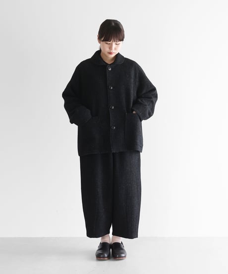 HUIS |  “HUIS×尾州”縮絨リネンウールバルーンパンツ（ブラック）【ユニセックス】506