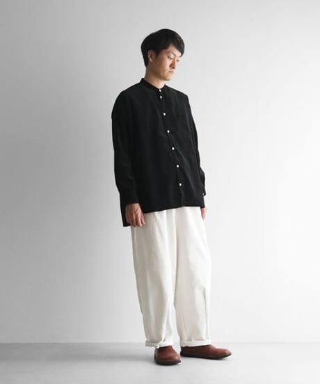 HUIS | みじんコールバンドカラーオーバーシャツ（ブラック）【ユニセックス】015