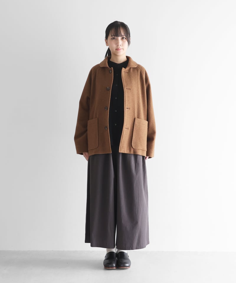 新品 タグ付き 定価54,980円 HUIS×尾州 ウールコート huis HUIS | “HUIS×尾州”縮絨ウールフランネルショートコート（ブラウン