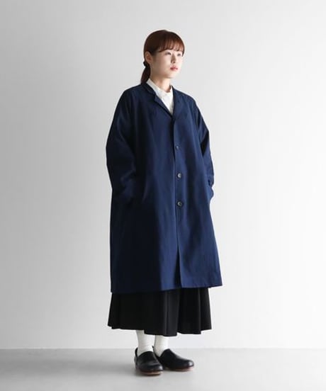 HUIS | やわらかシーチングコットンアトリエコート（ダークネイビー）【ユニセックス】306
