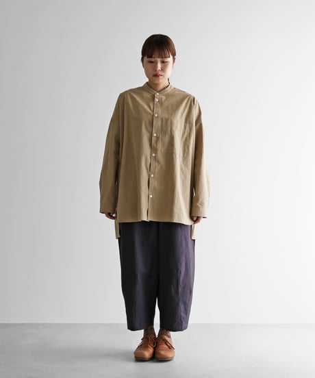 HUIS |やわらかコットンバンドカラーオーバーシャツ（ベージュ）【ユニセックス】015