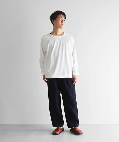 HUIS | “HUIS×三備”綿麻シャトルデニムワイドパンツ（インディゴ）【ユニセックス】504