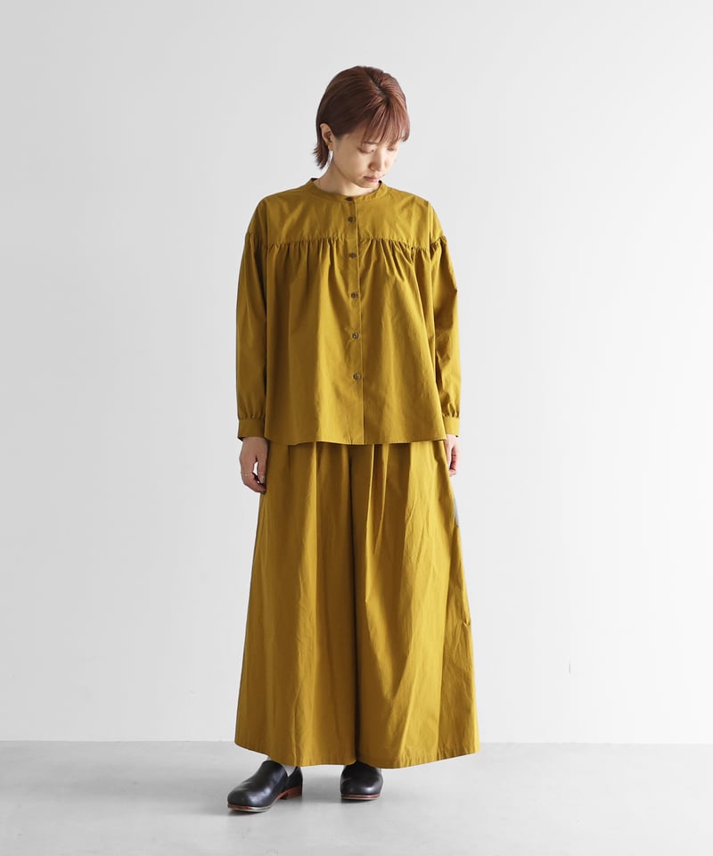 HUIS|オーガニックコットンギャザーブラウス（ピクルス）【レディス
