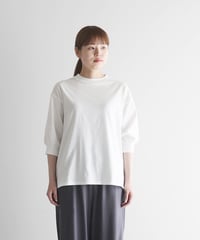 HUIS |［HUIS in house］SUVIN COTTON5分袖リブカットソー（白）【レディス】CS106