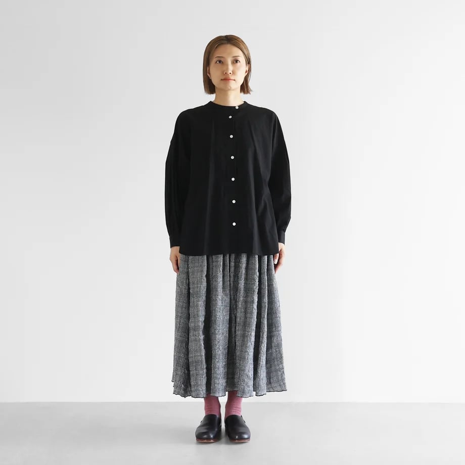 HUIS | “HUIS×尾州”縮絨綿ウールガーゼロングスカート（グレンチェック