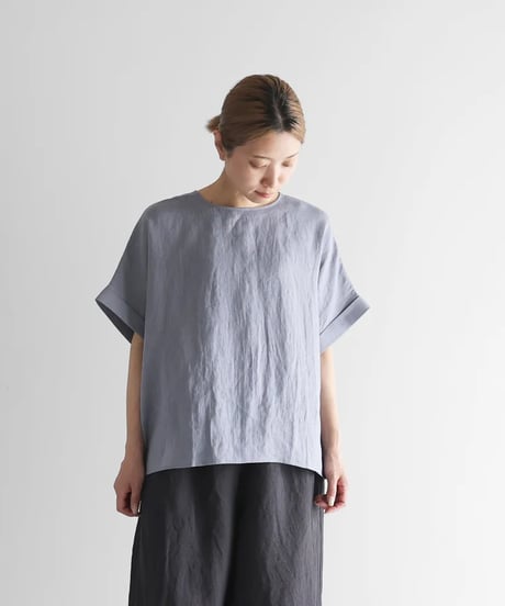 新品◇HUIS ハウス シャトルリネンバッグボタン2way半袖ブラウス HUIS ハウス シャトルリネンバッグボタン2way半袖ブラウス（ダーク