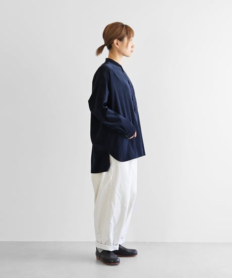 HUIS |みじんコールバンドカラーオーバーシャツ（ダークネイビー）【ユニセックス】015