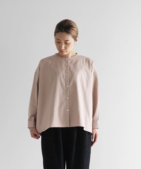 A17333 美品 HUIS. オーガニックコットンバンドカラーワイドブラウス オーガニックコットンバンドカラーワイドブラウス（白）【レディス