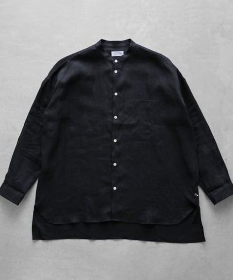 HUIS |シャトルリネンバンドカラーオーバーシャツ（ブラック）【ユニセックス】015