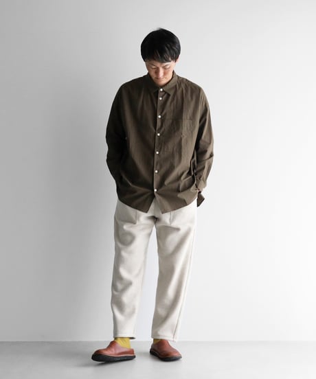 “HUIS×尾州”縮絨ウールフランネルイージーワークパンツ（グレージュ）【ユニセックス】507