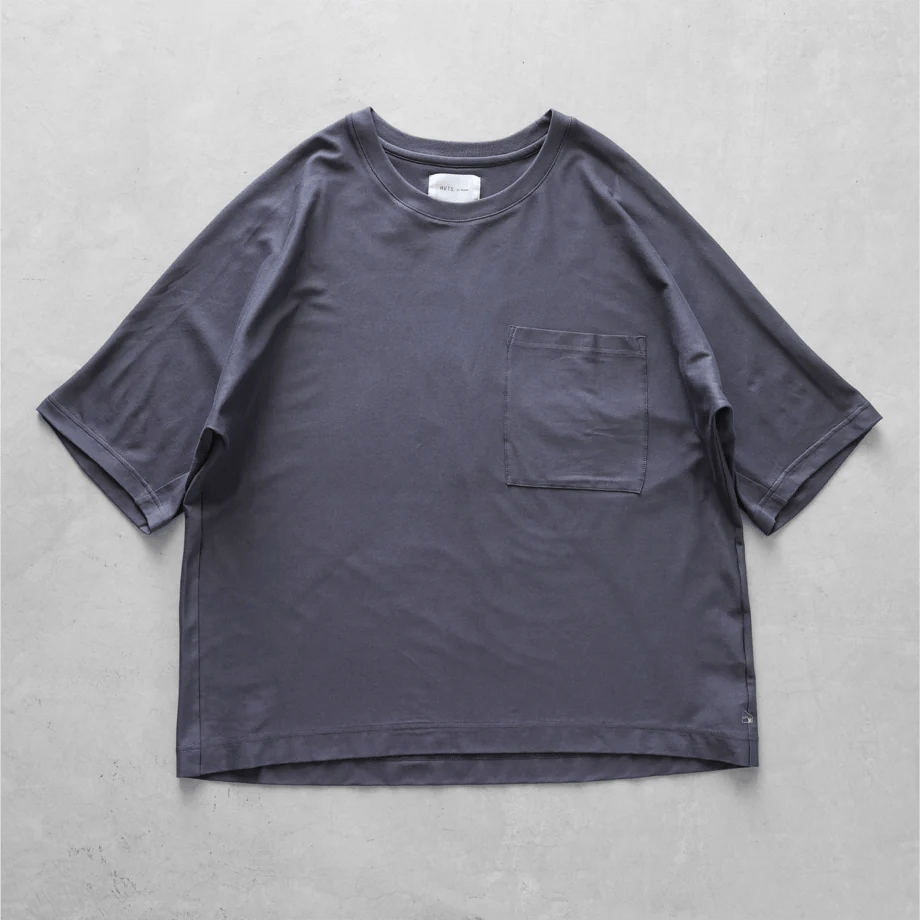 【新品】HUIS in house SUVIN COTTON 半袖ポロカットソー HUIS |［HUIS in house］SUVIN COTTONシームレスビッグTシャツ（ダ