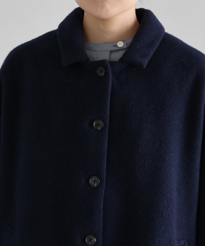 HUIS×尾州”縮絨ウールフランネルワイドショートコート(ダーク HUIS×尾州”縮絨ウールフランネルワイドショートコート(ダーク