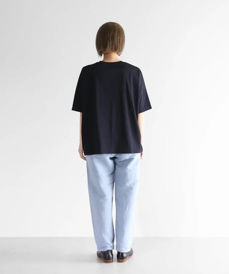 HUIS |［HUIS in house］SUVIN COTTON半袖スクエアワイドカットソーHF（ダークネイビー）【レディス】CS208HF