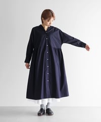HUIS | ギザコットンブロードオープンカラーワンピース（ダークネイビー）【レディス】 U214