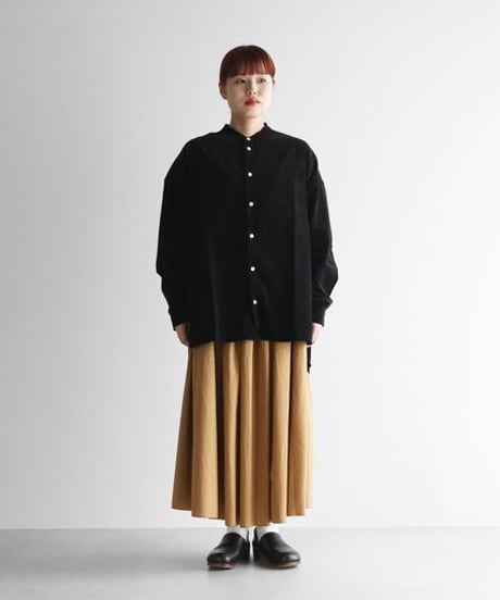 HUIS | みじんコールバンドカラーオーバーシャツ（ブラック）【ユニセックス】015