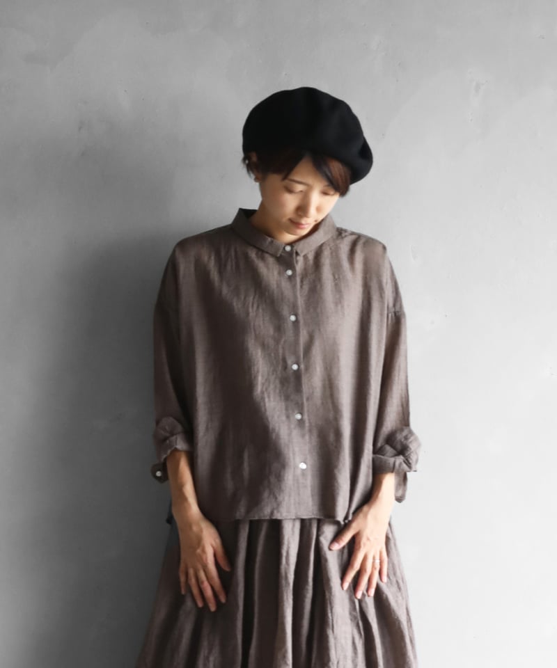 HUIS | ウォッシャブルウールワイドブラウス（チャコールブラウン 