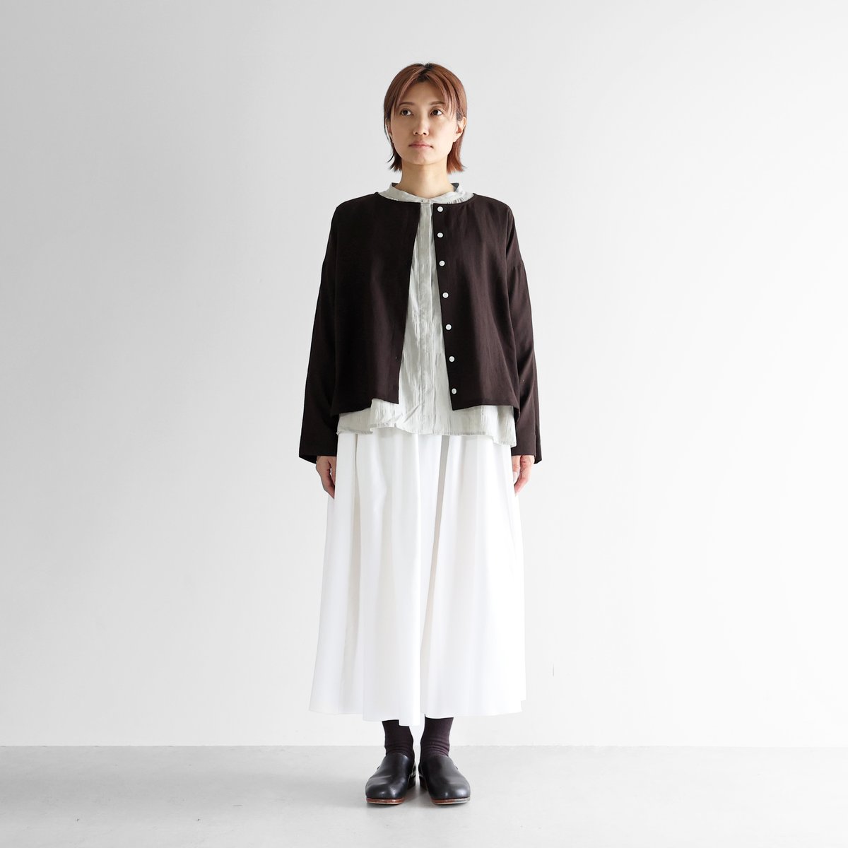 HUIS | ウォッシャブルウールショートカーディガン（ダークモカ