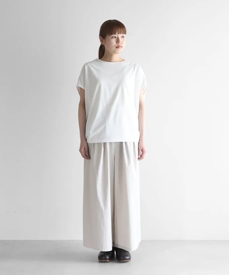 HUIS |［HUIS in house］SUVIN COTTONフレンチスリーブコクーンカットソー（白）【レディス】CS108
