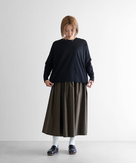 HUIS |［HUIS in house］SUVIN COTTON長袖スクエアワイドカットソー（ブラック）【レディス】CS208
