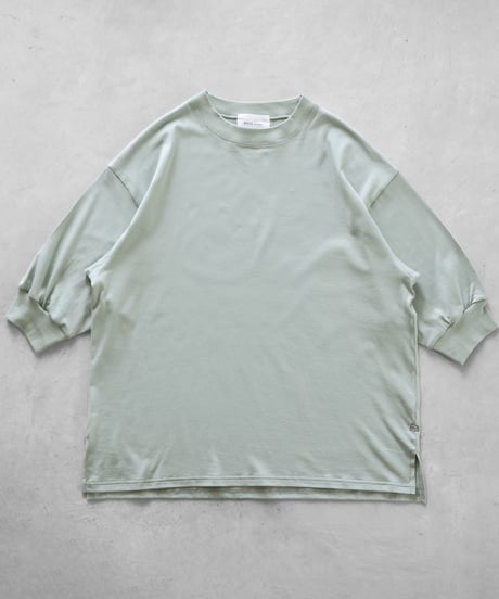 HUIS |［HUIS in house］SUVIN COTTON5分袖リブカットソー（ジェラートグリーン）【レディス】CS106