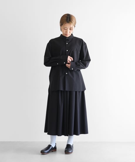 HUIS |【遠州織物×久留女木の棚田プロジェクト】棚田コットンビッグシャツ（ブラック）【ユニセックス】011