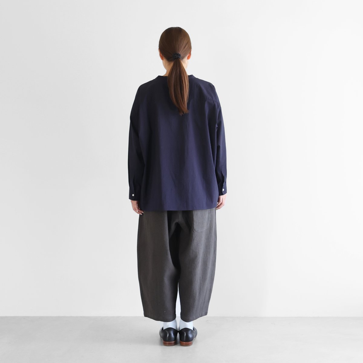 huis オールドレピア天日干しラミーリネン　ロングスカート 遠州織物 オールドレピア天日干しラミーリネンタック&ギャザージャンバー