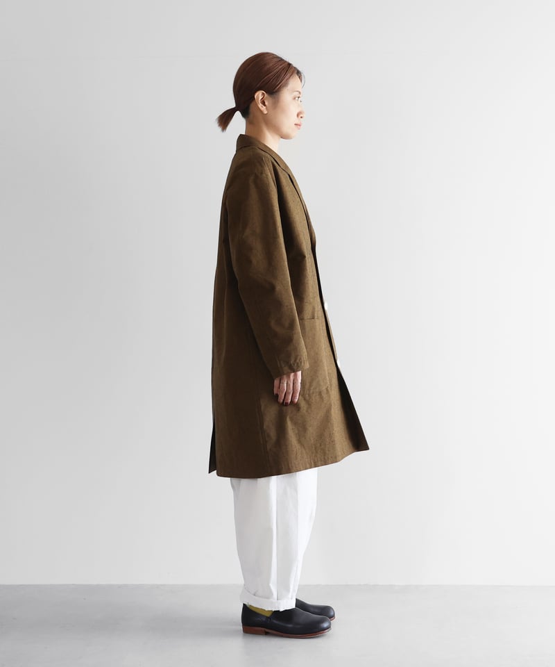 HUIS | ウォッシャブルウールコットンショップコート（キャメル