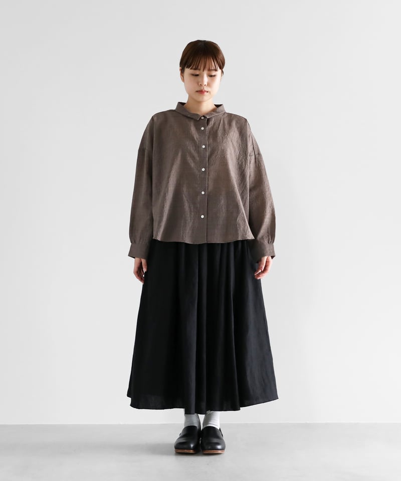 HUIS | ウォッシャブルウールワイドブラウス（チャコールブラウン