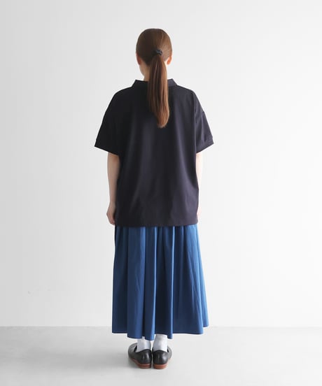 HUIS |［HUIS in house］SUVIN COTTON半袖ポロカットソー（ダークネイビー）【レディス】CS107