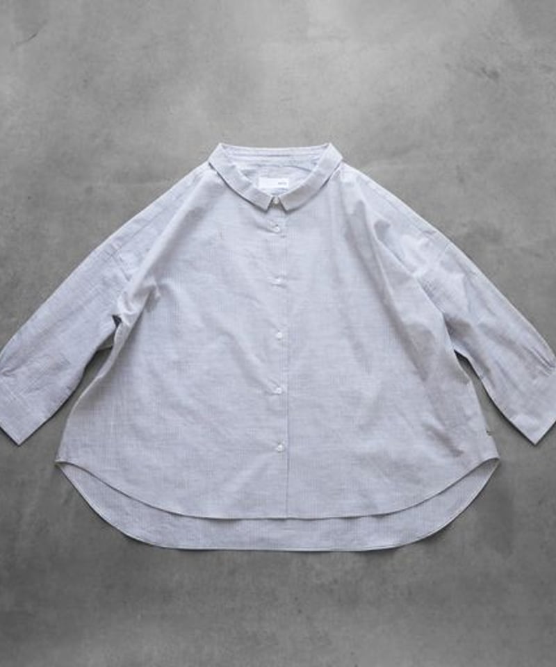 HUIS | 8分袖コードレーンワイドブラウス（トップ糸グレー）【レディス