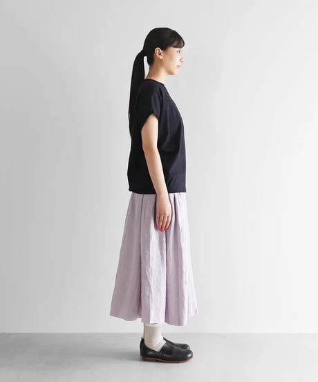 HUIS |［HUIS in house］SUVIN COTTONフレンチスリーブコクーンカットソー（ダークネイビー）【レディス】CS108