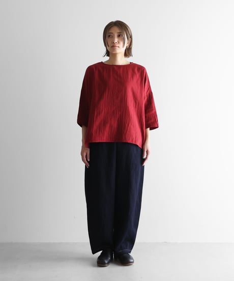 HUIS | “HUIS×三備”綿麻シャトルデニムバルーンパンツロング（インディゴ）【ユニセックス】506L