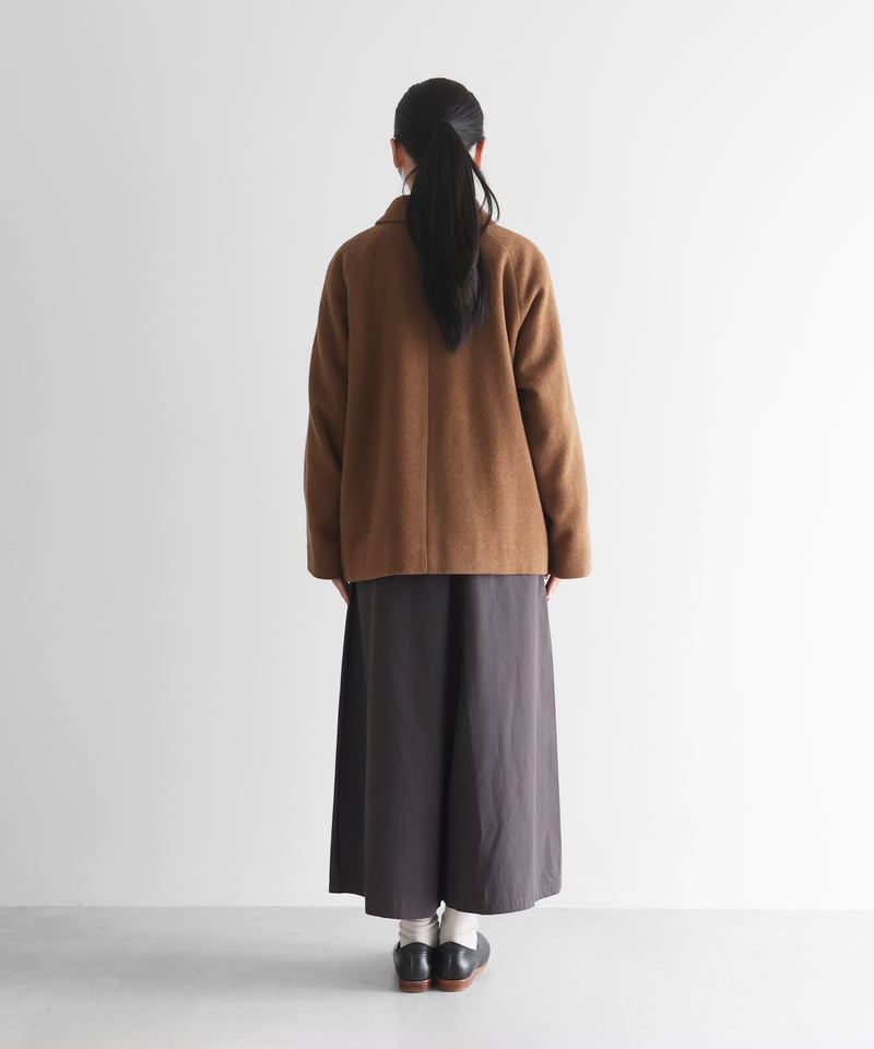 HUIS | “HUIS×尾州”縮絨ウールフランネルショートコート（ブラウン