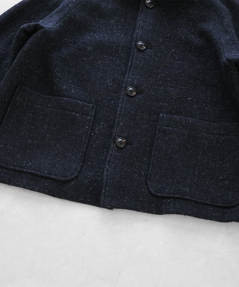 HUIS | “HUIS×尾州”縮絨リネンウールショートコート（ブラック）【ユニ