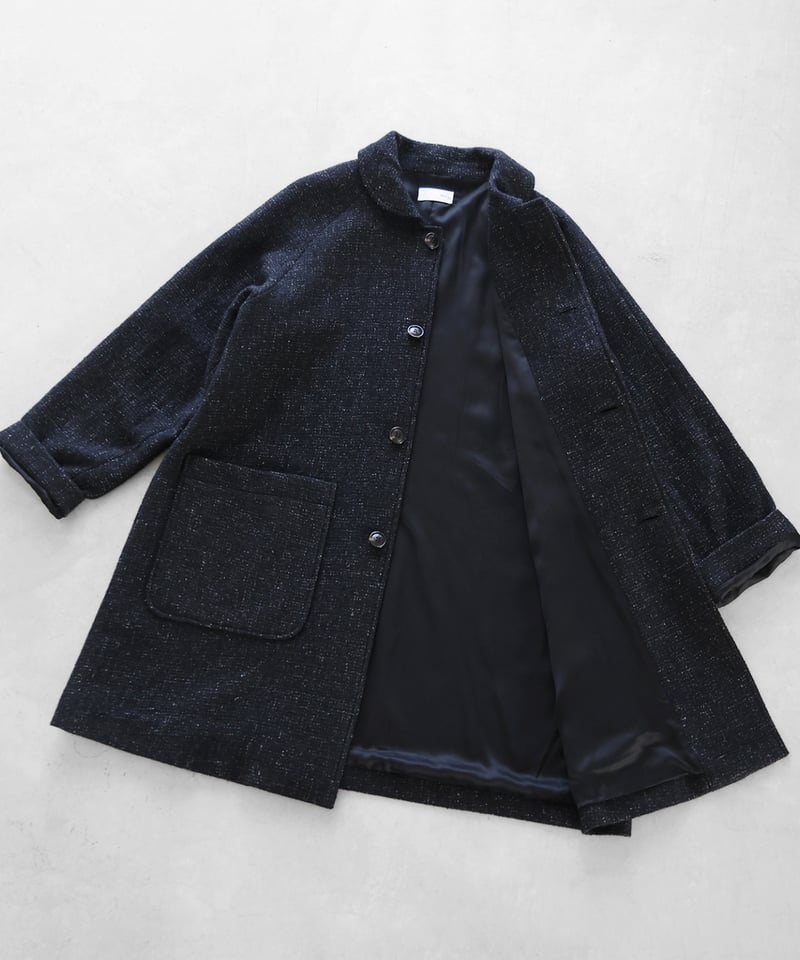 HUIS | “HUIS×尾州”縮絨リネンウールミドルコート (ブラック)【ユニ HUIS | “HUIS×尾州”縮絨リネンウールミドルコート (ブラック)【ユニ