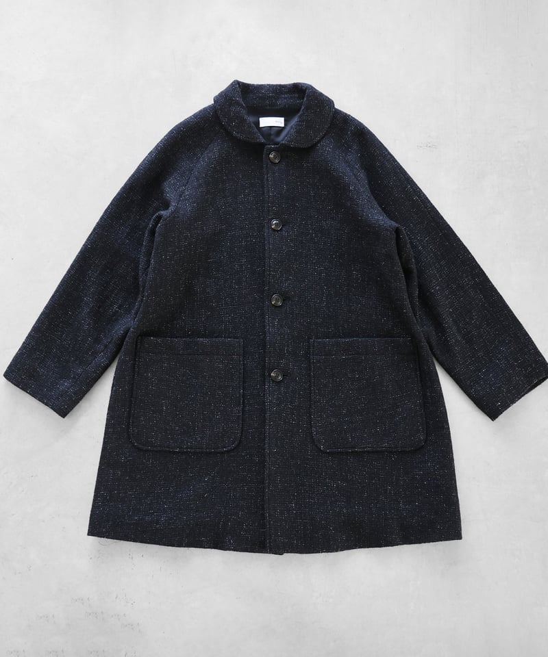 HUIS | “HUIS×尾州”縮絨リネンウールミドルコート (ブラック)【ユニ HUIS | “HUIS×尾州”縮絨リネンウールミドルコート (ブラック)【ユニ