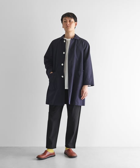 HUIS |【暮らしのおへそ一田さん×HUISコラボ】おへそステンカラーコート （ダークネイビー）【ユニセックス】316