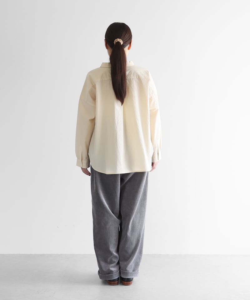 HUIS | 綿麻コーデュロイワイドパンツ（細畝・ライトグレー）【ユニ